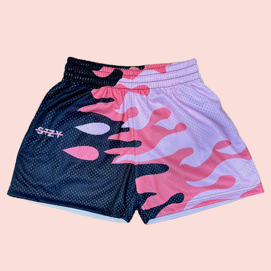 Pink Flames Mesh Shorts